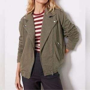 Evereve Women's sweatshirt moto style jacket Olive size S
